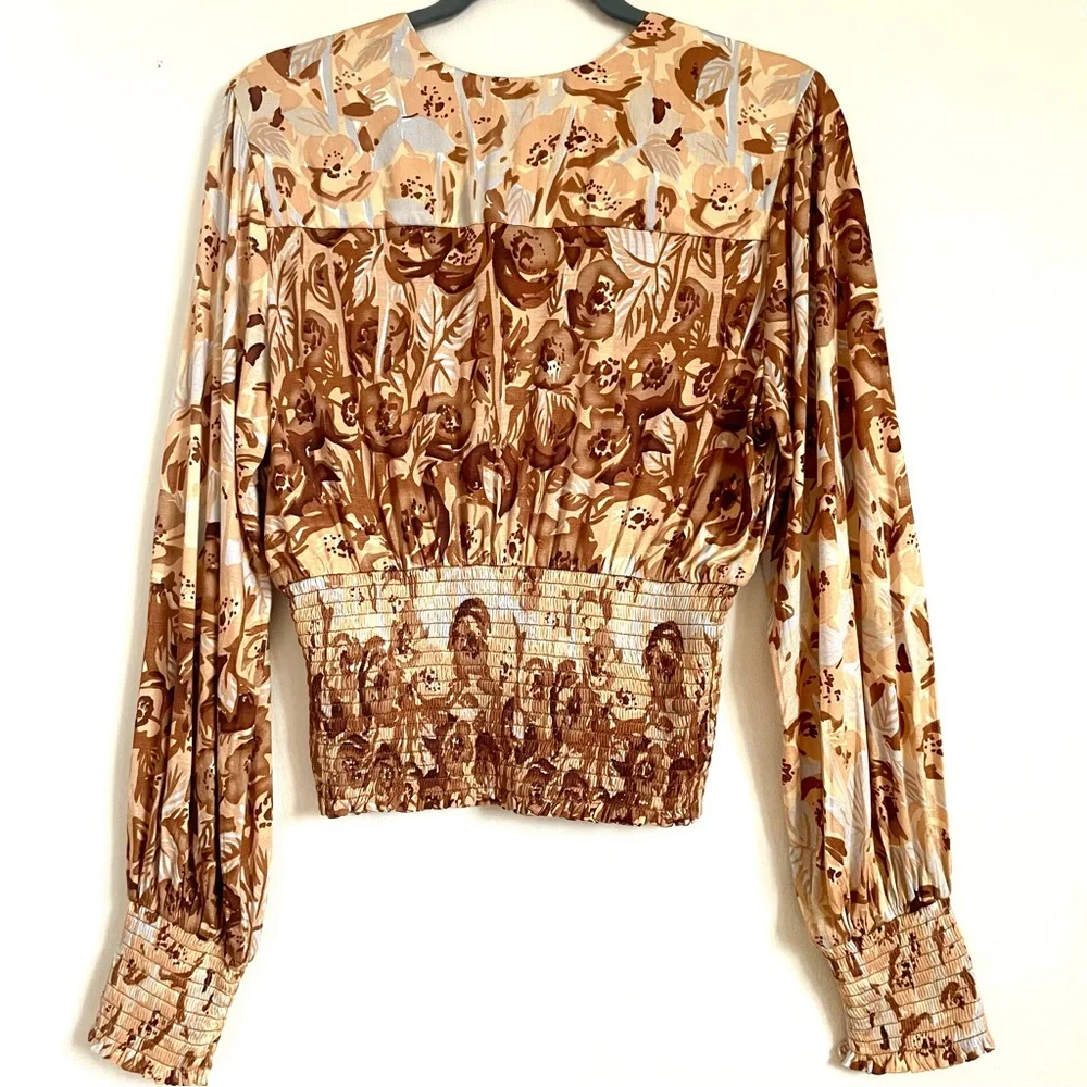 Anthropologie Tiny Valentina Long Sleeve Printed Surplice Blouse Top Size M NWT - Picture 5 of 12